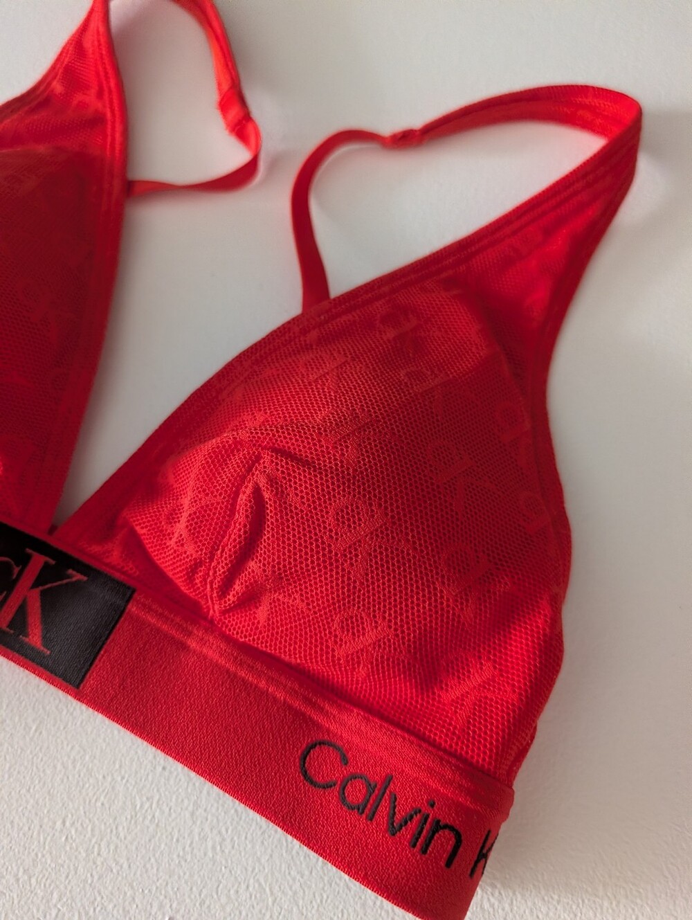 Calvin Klein Red Plunge Bra with Crossback